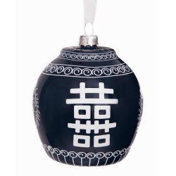 Stunning new navy blue double happiness jar ornament