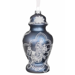 Fabulosu new pearlized blue trellis ginger jar ornament