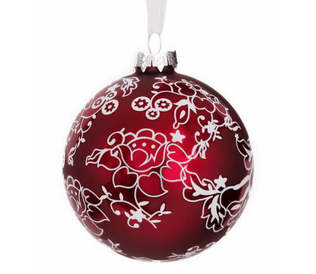 Stunning new pearlized red floral ball ornament 