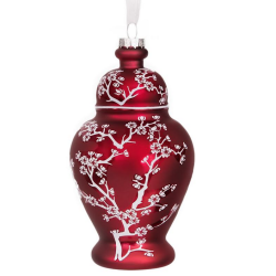 Stunning new pearlized large red ginger jar ornament 