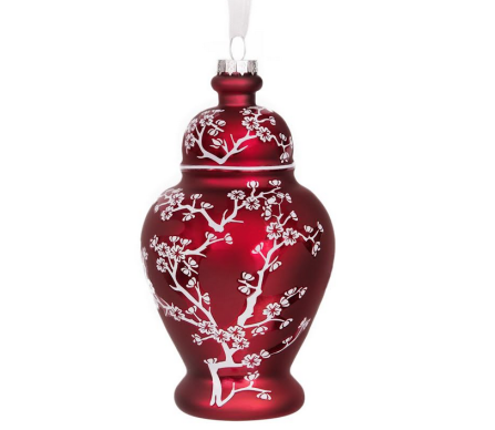 Stunning new pearlized large red ginger jar ornament 