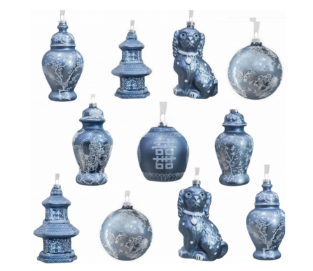 Fabulous pearlized ice blue/white bundle pack of ornaments