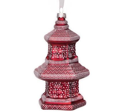 Stunning new pearlized red pagoda ornament 