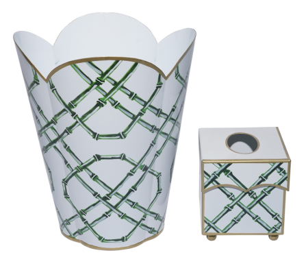 Fabulous new bamboo waste paper basket and tissue set (green/white)
