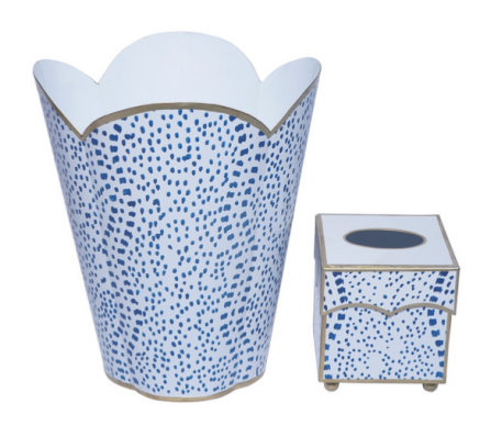 Fabulous new dot waste paper basket and tissue set (med blue/white)