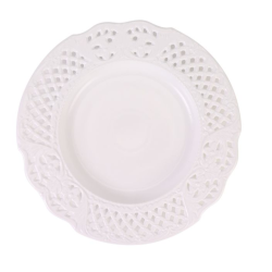 Incredible porcelain raised floral/pierced charger (white)