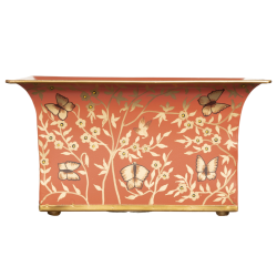 Fabulous rusty red/gold flared chinoiserie planter
