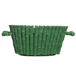 Incredible new tole bamboo planter with liner (mossy green)