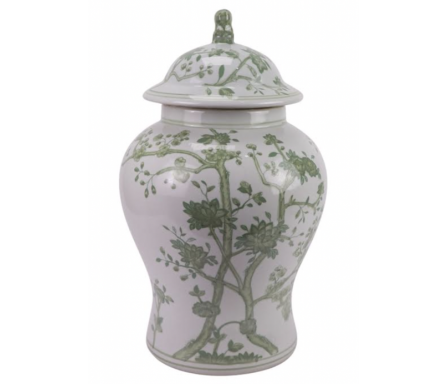 Beautiful new large floral and vine jar (green)