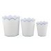 Stunning scalloped set of 3 planters (pale blue) 