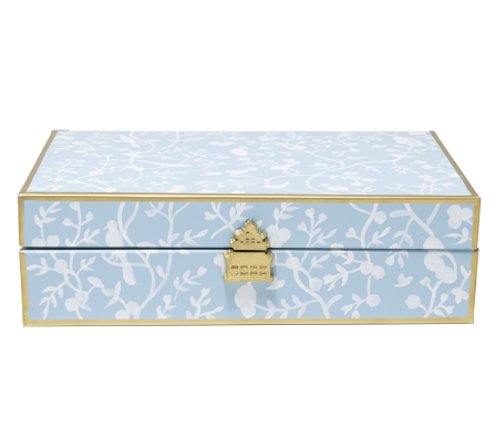 Chinoiserie tole storage box (white/blue)