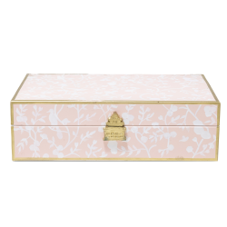 Chinoiserie tole storage box (pale pink/white)