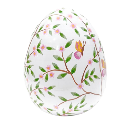 Stunning pink/green chinoiserie egg with butterfly (5 sizes)