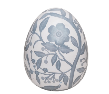 Beautiful all over floral tole egg (soft blue) 