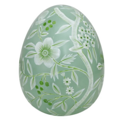 Beautiful all over floral tole egg (green)