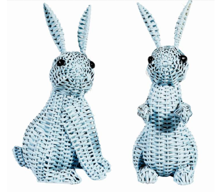 Fabulous 6" wicker bunnies (soft blue) 