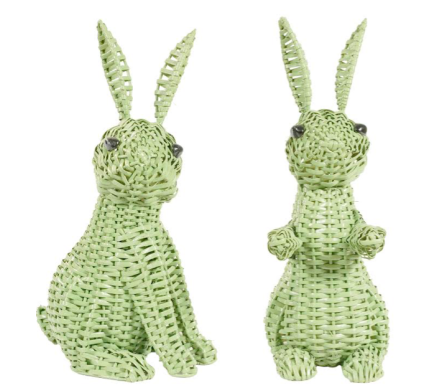 Fabulous 11.5" wicker bunnies (pale green)