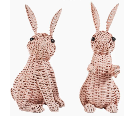 Fabulous 11.5" wicker bunnies (pale pink)