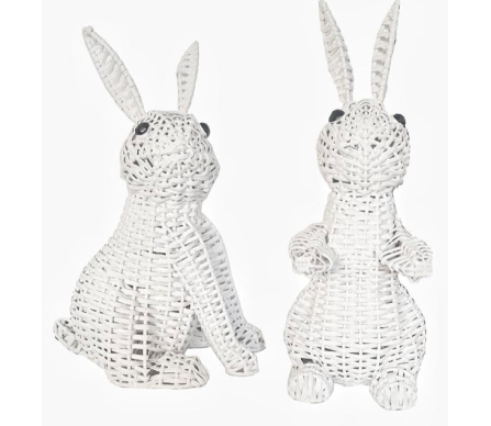 Fabulous 11.5" wicker bunnies (pale white) 