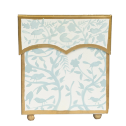 Fabulous ivory/blue scalloped chinoiserie tissue box 