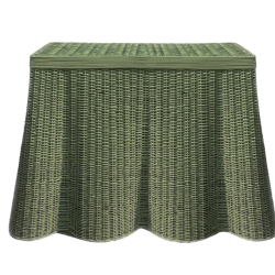 Fabulous new mossy green scalloped wicker console table 