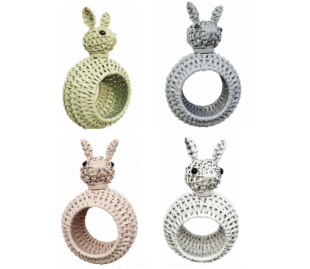 Fabulous set of mixed wicker bunny napkin rings