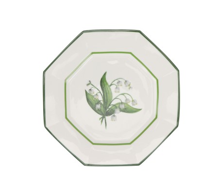 New Lily of the Valley 8" octagonal salad plates (green)