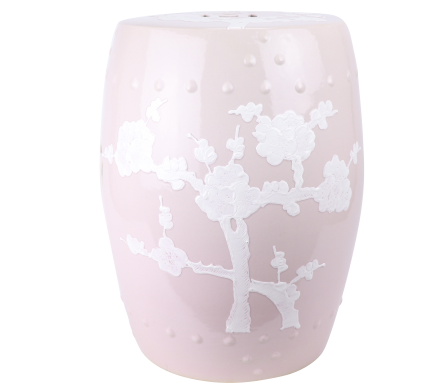 Fabulous new chinoiserie pale pink garden seat