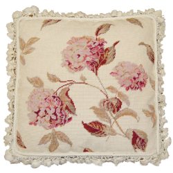 Gorgeous pink hydrangea/floral needlepoint pillow