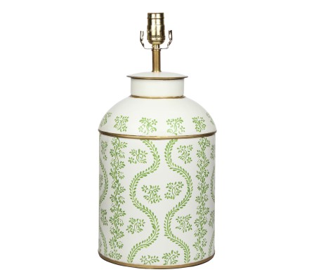 Incredible new tole lamp in spring green/ivory