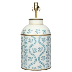 Incredible new tole lamp in med blue/ivory