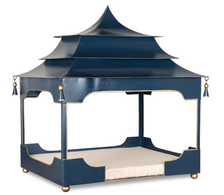 Pagoda Pet Bed Blue and Gold