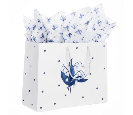 Elegant Lily of the Valley tote bag (set of 2- blue)