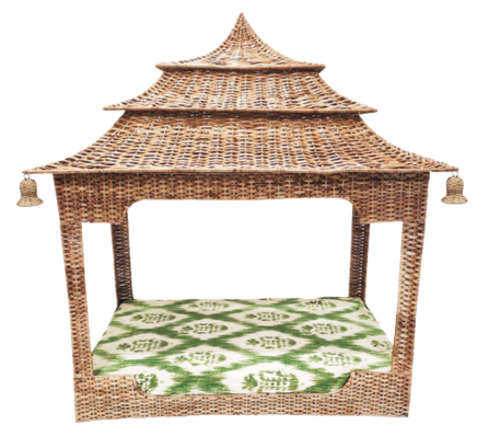Wicker pagoda dog bed