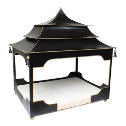 Pagoda Pet Bed Black and Gold