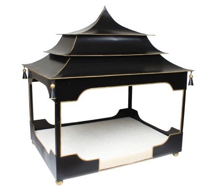 Pagoda Pet Bed Black and Gold