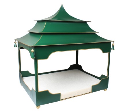 Pagoda Pet Bed Moss Green and Gold