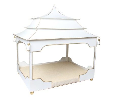 Pagoda Pet Bed Ivory and Gold