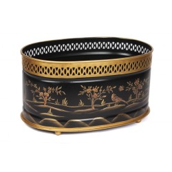 Large Oval Black and Gold Planter