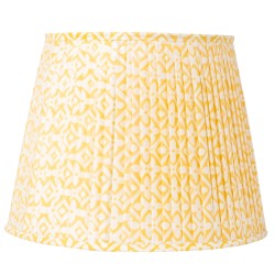 Fabulous pleated handblocked soft yellow/white lampshade