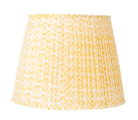 Fabulous pleated handblocked soft yellow/white lampshade