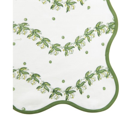 Beautiful green Lily of the Valley scalloped napkins (set of 4)
