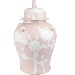 Stunning pale pink raised cherry blossom ginger jar
