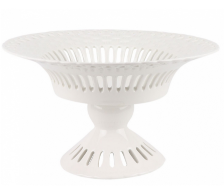 Fabulous white pierced porcelain footed dish (two sizes)