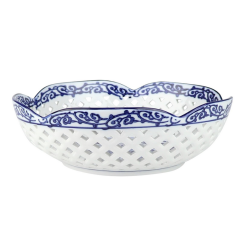 Gorgeous large pierced blue and white bowl