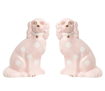Fabulous new pale pink large Staffordshire pair of dogs