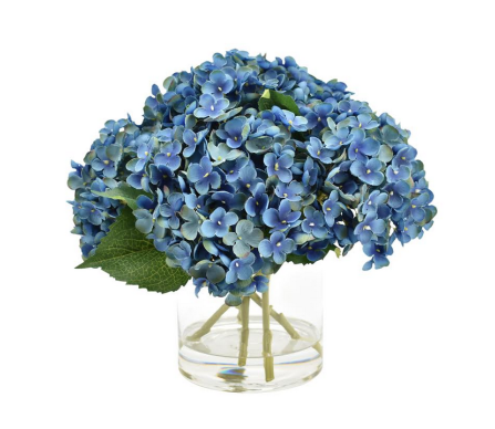 Beautiful lifelike blue hydrangea arrangement