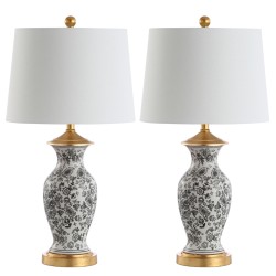 Classic Black and White Floral Lamp