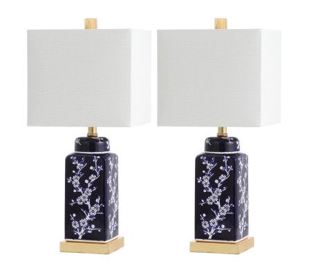 Set of Navy Cherry Blossom Lamps