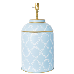 Fabulous new pale blue trellis tea caddy lamp